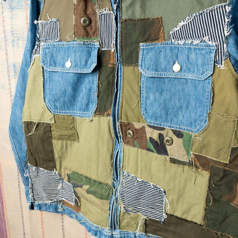 Custom upcycled patchwork jacket size medium - Picture 3 of 8